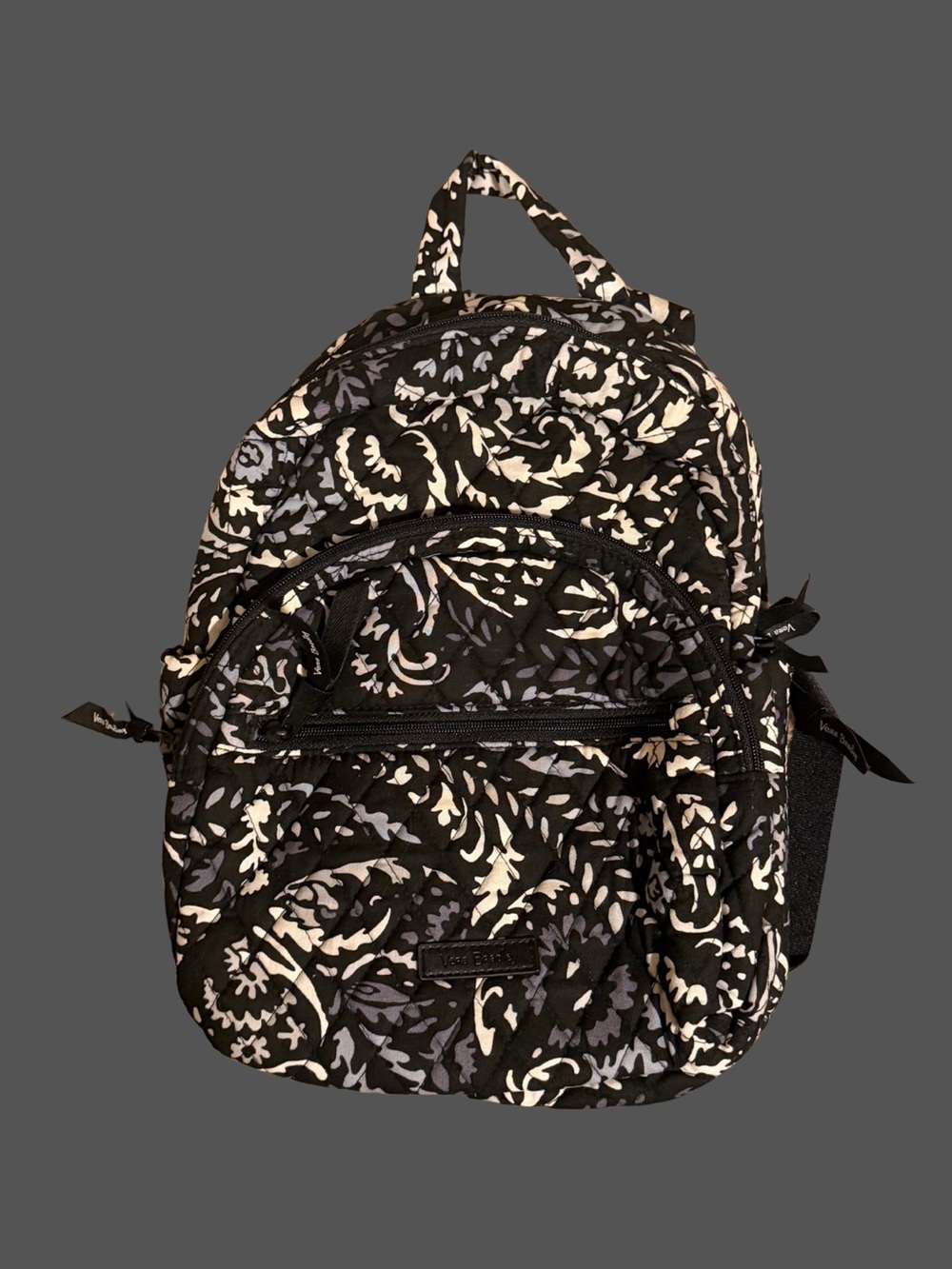 Vera Bradley Black & Cream Quilted Floral Mini Backpack